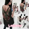 New Fashion Women's Printed T-Shirt Casual Long Sleeve Summer Loose Tops v-neck Cotton Long Clothing fashion T-Shirt ► Photo 3/6