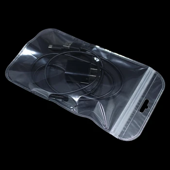 

200Pcs 12x22cm Clear Hang Hole Zip Lock Package Bag Self Seal Data Line Crafts Zipper Packing Bag Retails Ziplock Pouch