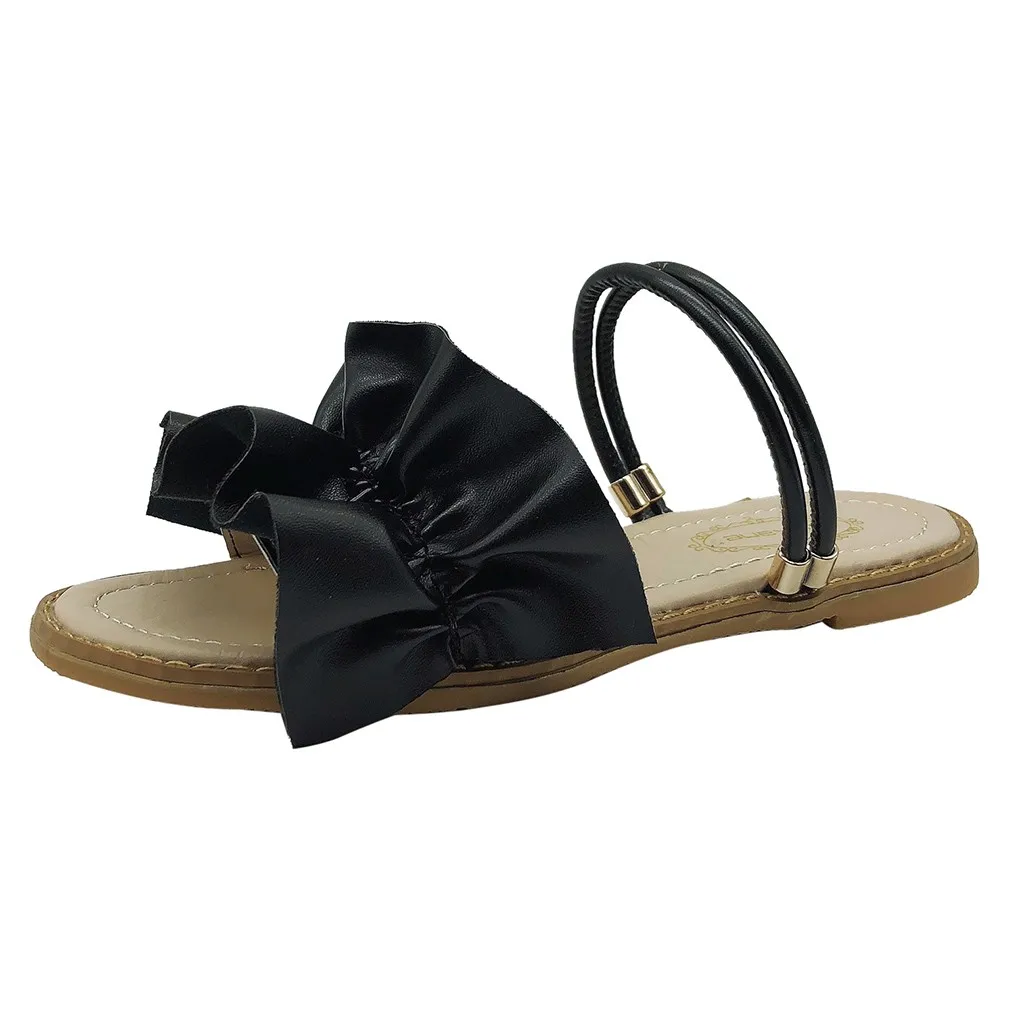 2019 Summer Beach Roman Sandal Ladies Open Toe Flat Sandal #30,Beige,39,United States