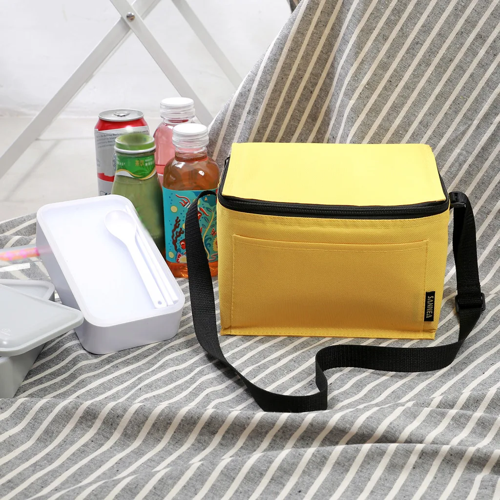 Geisoleerde Lunch Tas voor vrouwen Mannen Koeler Детская сумка Voedsel picknik Thermische Lunchbox Zwart Высокая емкость