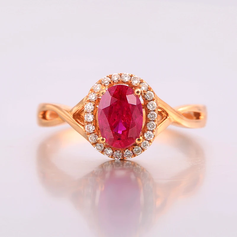 

Robira Luxurious Ruby Wedding Ring For Woman Natural Burma Blood Red Ruby 18K Rose Gold Ruby Jewelry Romantic Gift For Girl