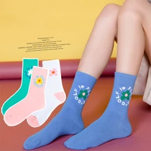 Женские носки летние новые хлопковые 1 пара цветных повседневных дышащих длинных женских носков высокого качества с цветочным принтом