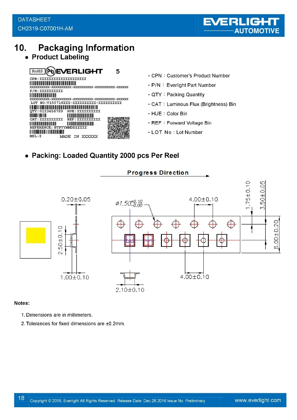 3 шт./лот Минимальная Размер 3 W EVERLIGHT CH2319 заменить osram зэс 2016 3 V светодиодный лампы подходит для освещения хорошо флип чип lumi светодиодный s H7