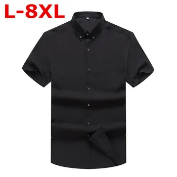 

big size 8XL7XL6XL New Men's Shirt Brand Luxury Men Cotton Short Sleeves Dress Shirt Turn-down Collar Cardigan Shirt Men Clothes