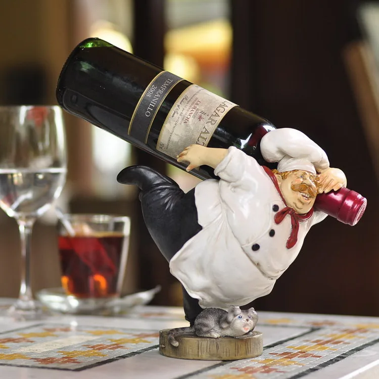 Buy Creative Fat Chef Sculpture Wine Rack Decorative