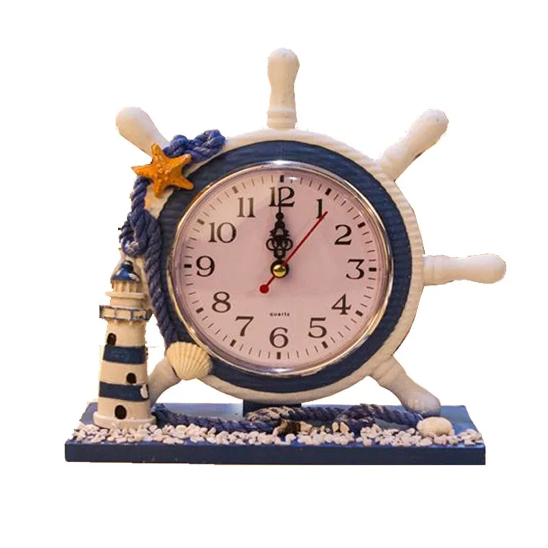 Средиземноморский украшения гостиной часы творческие деревянные поделки навигационные Стиль Часы и украшения реквизит - Цвет: A