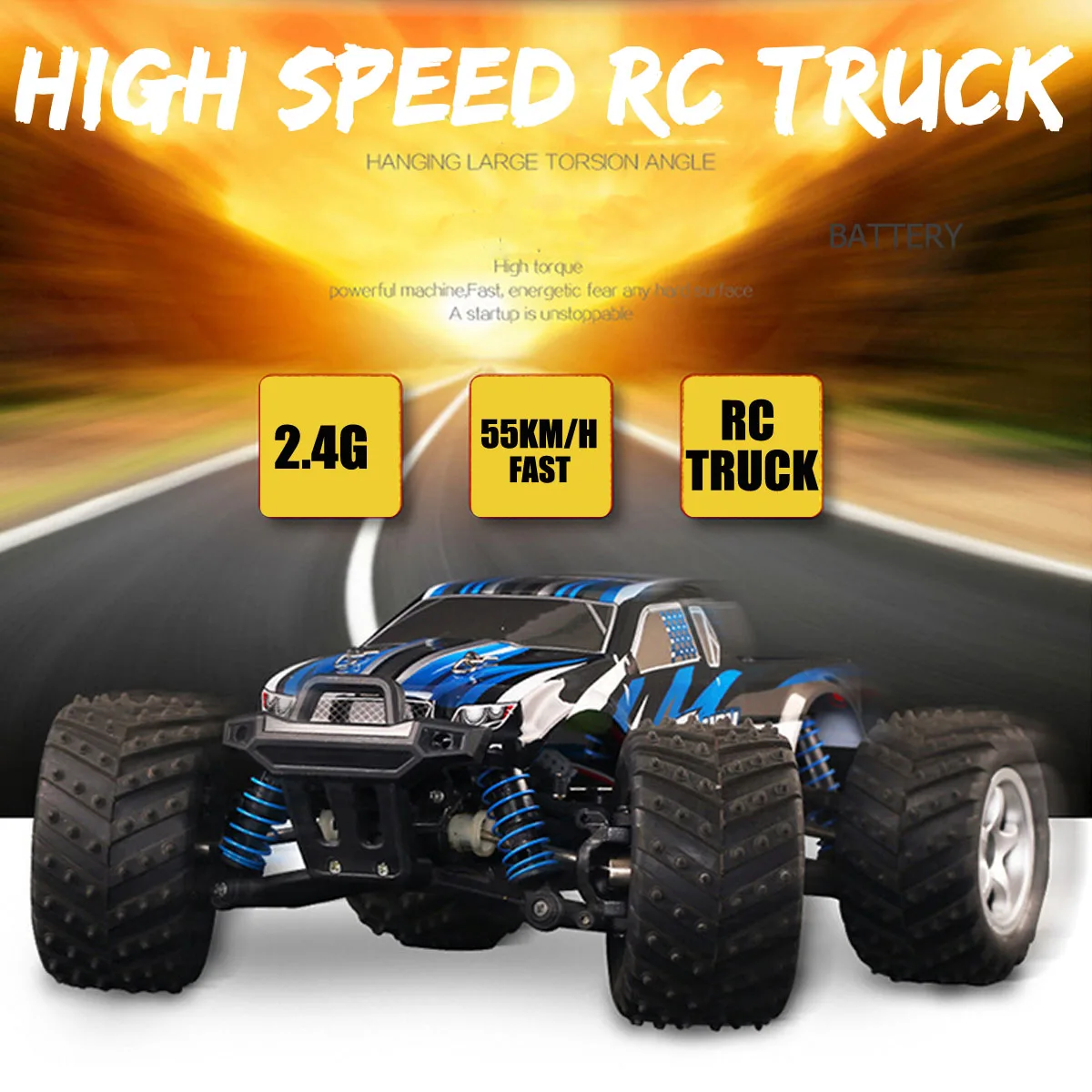 

1:18 55km/h RC Car Remote Control Car 2.4G High Speed for Kids Gift RC Car + Controller + Charger + Battery