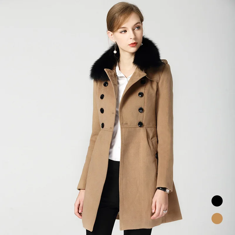 BURDULLY 2018 New Arrival Fur Collar Woolen Coat Wool Windbreaker Women Cashmere Coat Winter Jacket Female Fashion