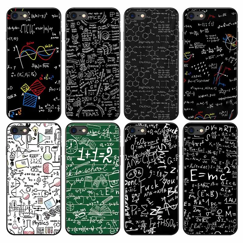 

Symbol Math Science Physics Formulas Soft Phone Cases For iphone 7 8 Plus X 5S SE XR XS Max Black iphone Cover Case Frosted
