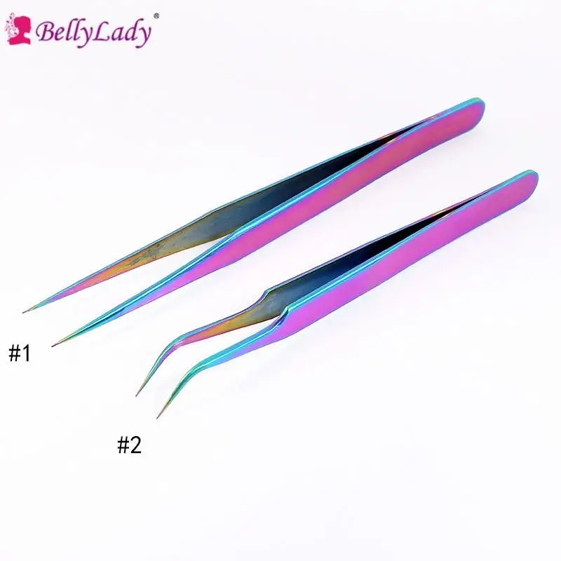 

Stainless Steel Colorful Curved / Straight Tip Tweezers Forceps Acne Tweezer Beauty Tool