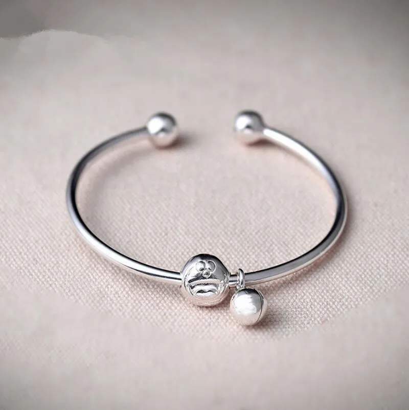 

990 Sterling Silver Handmade Adjustable Doraemon Personality Bangle Women Jewelry (SYF)