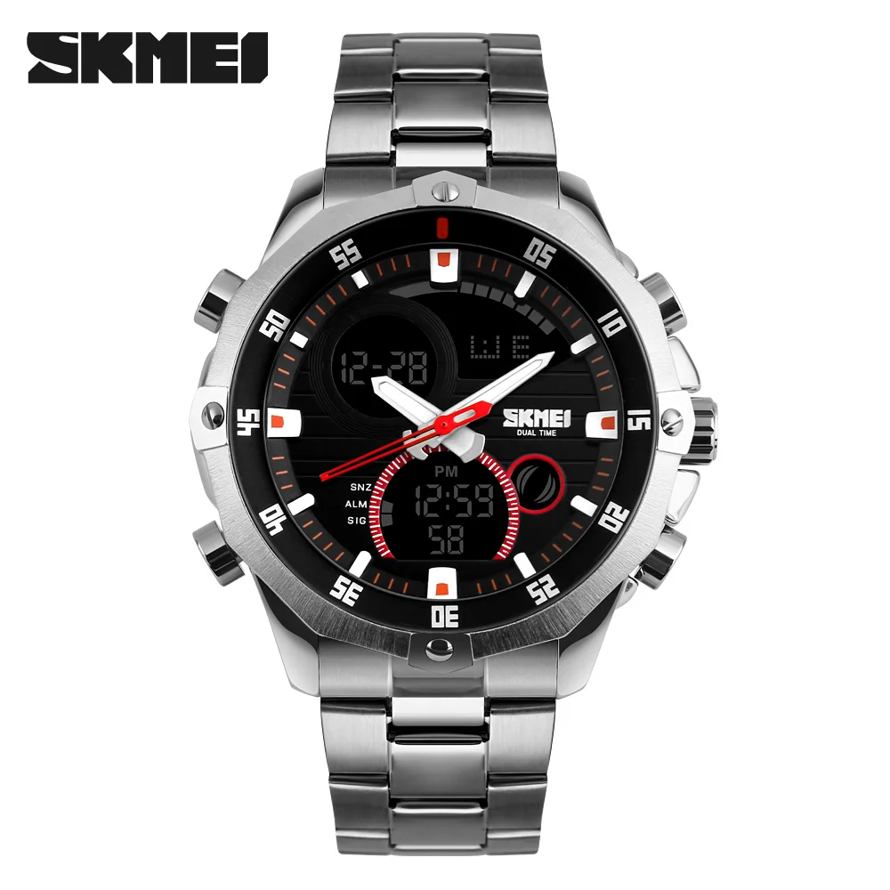 Luxury Brand Skmei Men's Watches Multifunction Army Military Digital Analog Quartz Date LED Stainle