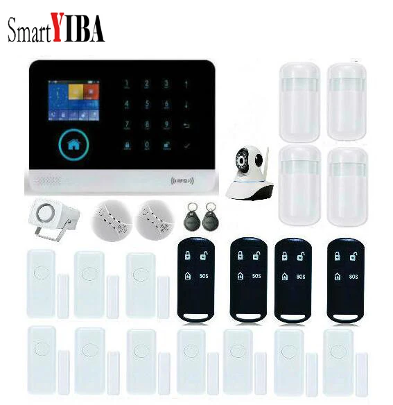 

SmartYIBA Wireless 2.4 Inch LCD Touch Screen Voice App Control IOS Android APP SMS Alert GPRS WIFI 3G ALARM SYSTEM SECURITY HOME