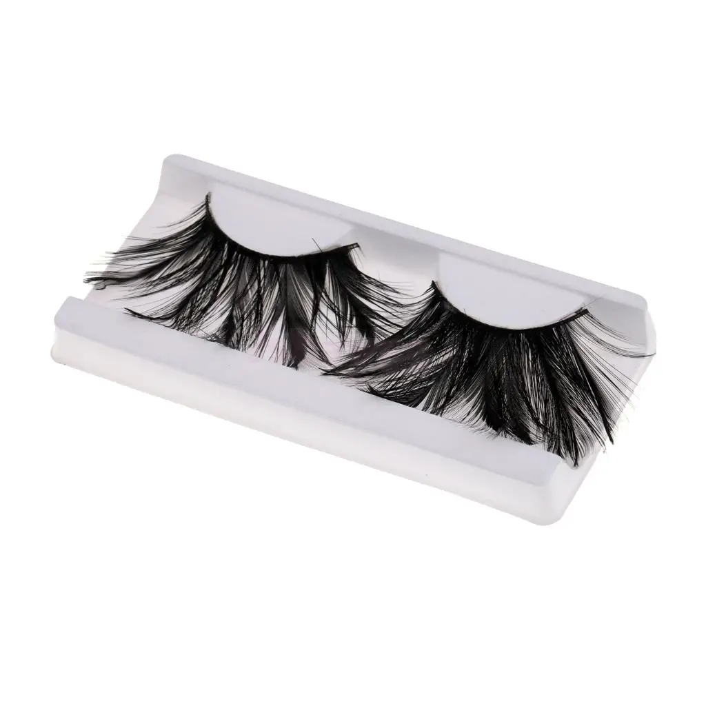 1 Pair Luxury Dramatic Halloween Feather Eyelashes False Fake Eyelashes