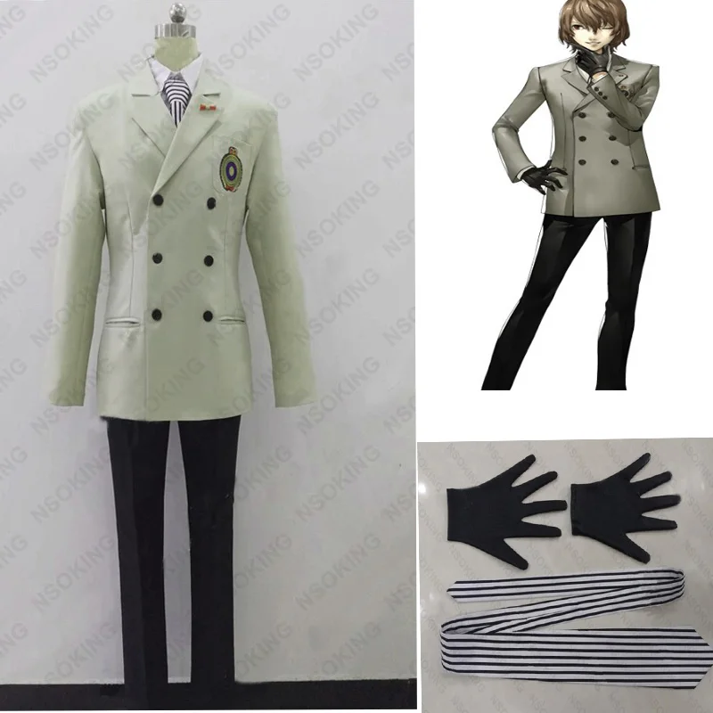 Новый Persona 5 Goro Akechi Косплей Костюм ворона школьная форма на заказ|persona 5|custom school
