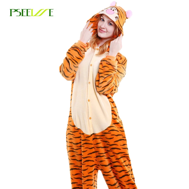 Кигуруми для взрослых унисекс фланелевые пижамы с животными Тигр милый