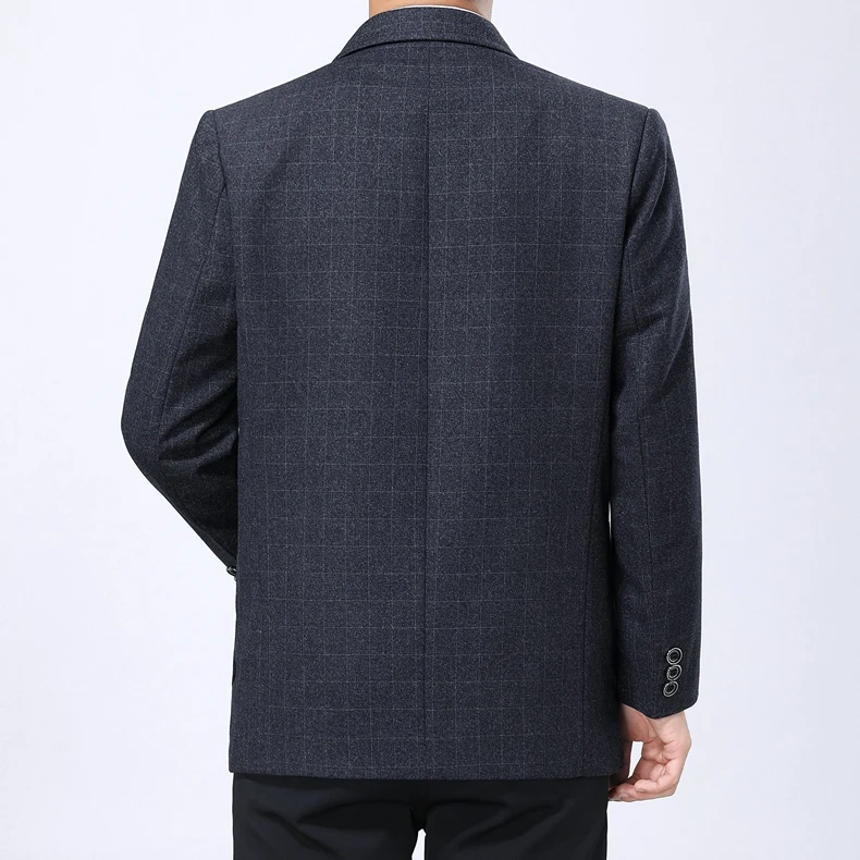 WAEOLSA Men Gris Plaid Blazers Spring Autumn Suit Coat Male Business Blazer  Masculino Check Texture Suit Outfits Blazer Hombre (10)