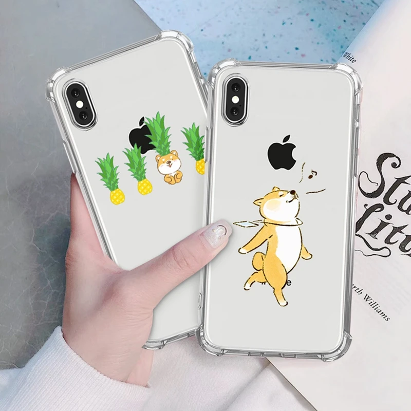 Прозрачный чехол для телефона shaba Inu iPhone 7 8 6 6s plus xs max x xr с четырьмя углами