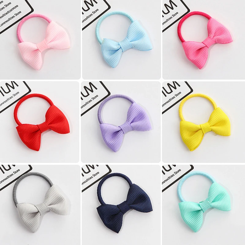 Arherigele 10pcs Bowknot Elastic Hair Bands Colorful Headwear Hair Rope Rings Ribbon Bows Hair Accessories for Women's Headbands