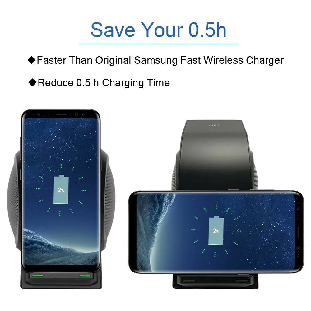 2 in 1 Note 8 Fast Wireless Charger With Wireless Speaker Portable Qi Wireless Charger Pad for iPhone X Samsung Galaxy Note 8
