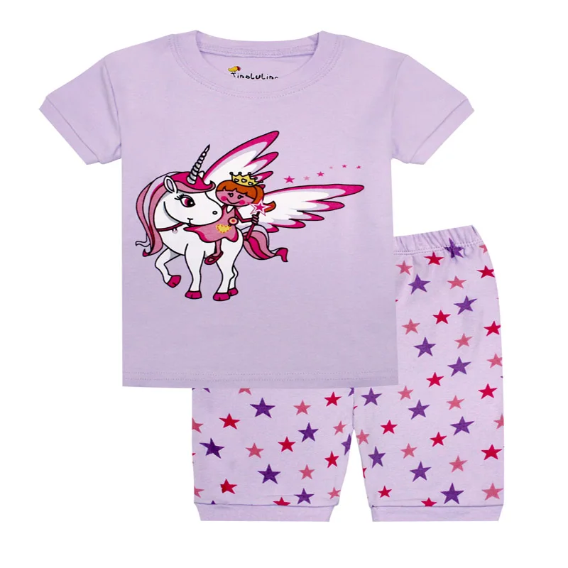 TINOLULING/пижамы для девочек с единорогом детские летние хлопковые Пижамные комплекты Одежда для маленьких девочек пижама покемона, пижамы для детей от 2 до 8 лет