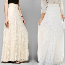 Женский кружевной двухслойный гофрированый Длинный Макси-юбка с эластичной талией 3,01