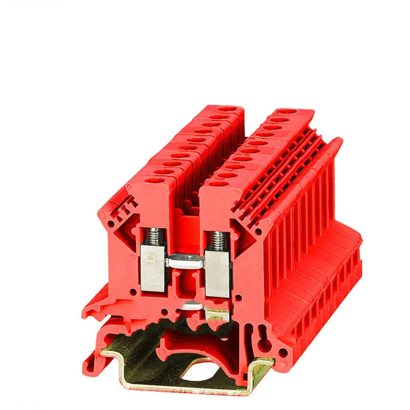 CE 100 шт. провода клеммные колодки UK-2.5B Универсальный соответствующий стандарту DIN rail пластина Электрический кабель строки соединения меди DIN рейка крепление UK2.5B