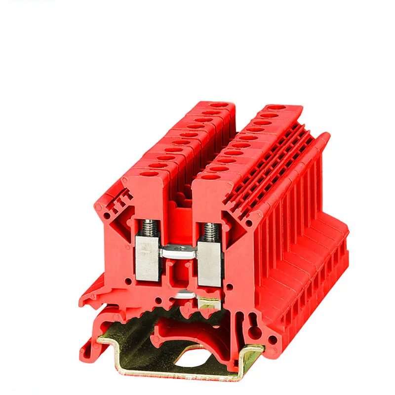 

CE 100pcs Wire Terminal blocks UK-2.5B universal DIN rail plate Wiring Cable row connection copper DIN rail mounted UK2.5B