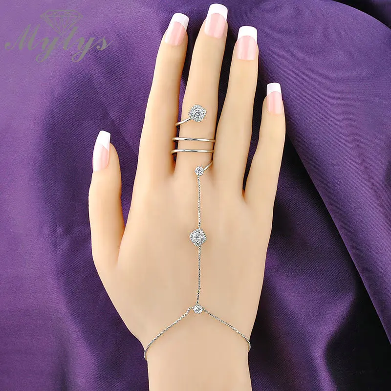 Buy Mytys White Gold Color Link Chain Bracelet with