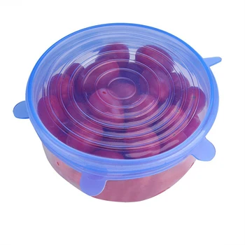 

6Pcs/lot Silicone Stretch Lids Set Bowl Pan Can Cover Cooking Sealer Clear Universal Lid Stopper Cover Suction Lid-bowl set