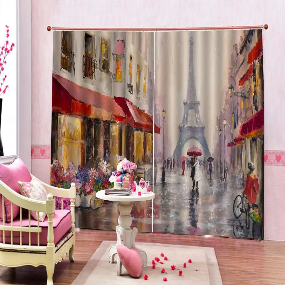 Oil Painting Windows Curtains For Living Room Bedroom Decorative
