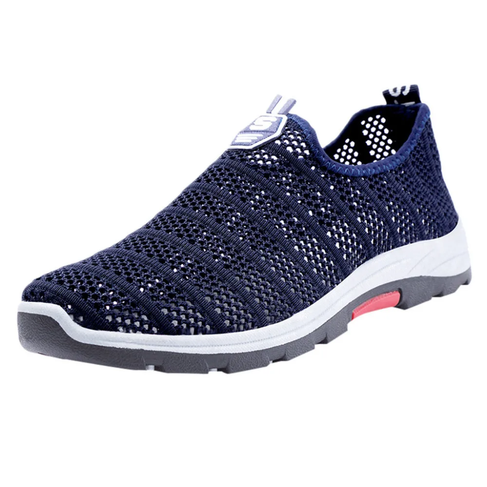 2019 Men's hollow flying woven mesh breathable sneakers lightweight soft bottom non-slip running shoes sneakers platform 40J14 (2)