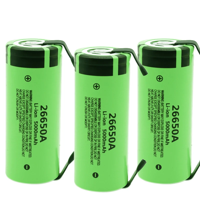 Аккумулятор 26650A 3,7 V 5000mAh высокой емкости 26650 литий-ионные аккумуляторы+ DIY никель