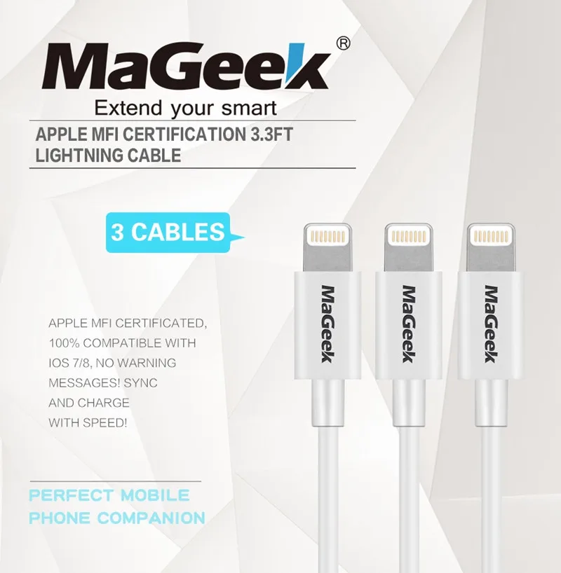 MaGeek [3-Pack] 1 м кабели для мобильных телефонов сертифицированные MFi кабели Lightning-USB для iPhone Xs Max X 8 7 6 5 iPad Air iOS 11 10