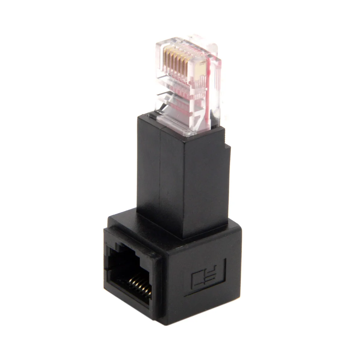 

90 Degree Up Angled 8P8C FTP STP UTP Cat 5e Male to Female Lan Ethernet Network Extension Adapter
