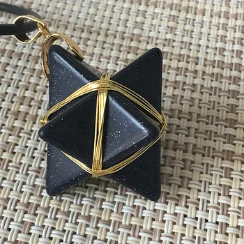 

Natural white crystal obsidian blue sandstone maqba large satellite string pendant necklace