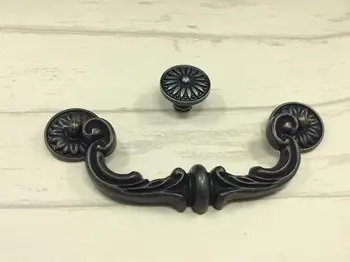

6'' Rustic Dresser Pulls Antique Black Drawer Handles Knobs Drop Bail Pulls Kitchen Cabinet Handles Knob Furniture Vintage Style