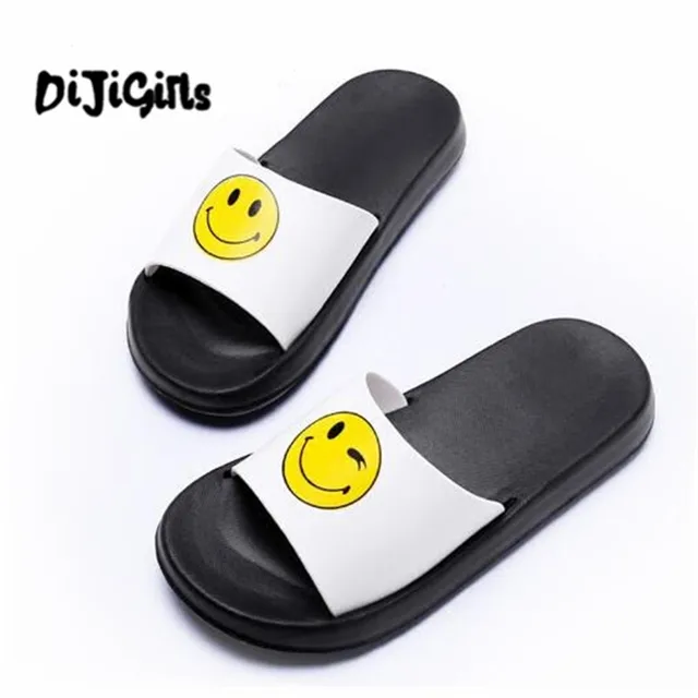 fashion 2018 emoji women slides summer smile face cute slippers