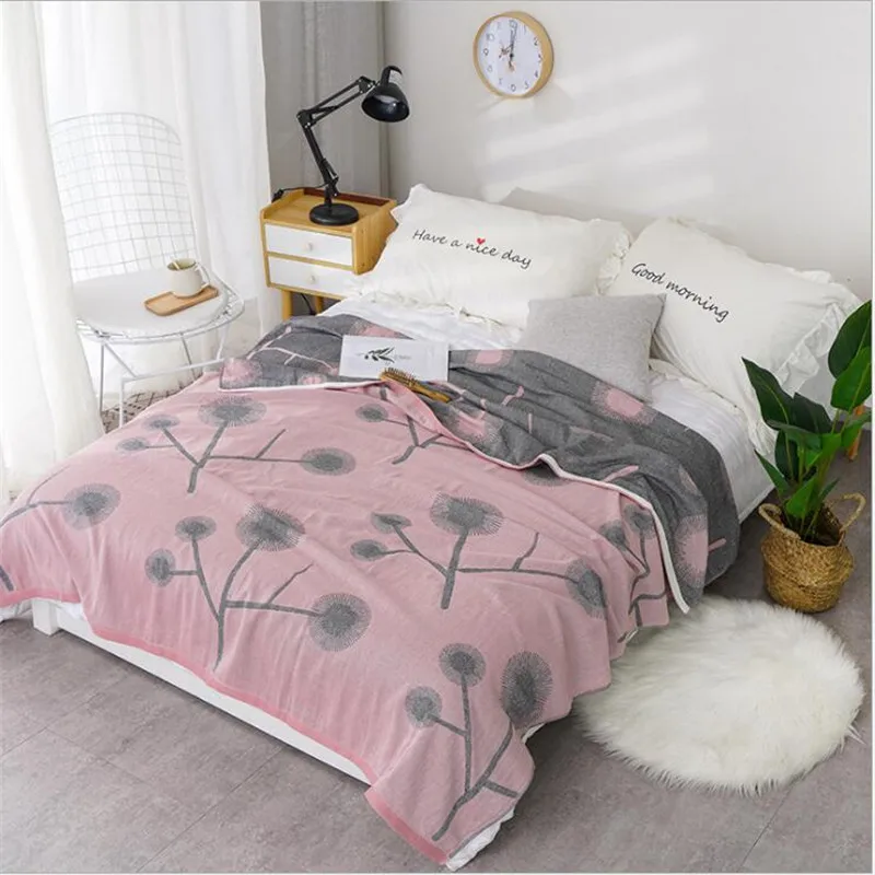 

Bamboo Cotton Summer Quilt adult Bedding Blanket 150*200 cm 2 Layers Muslin sleeping Gauze blanket for afternoon nap