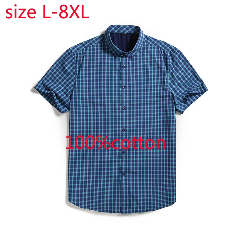 Мужская Повседневная рубашка в клетку большие размеры 2XL3XL4XL5XL6XL7XL8XL лето 2019 |