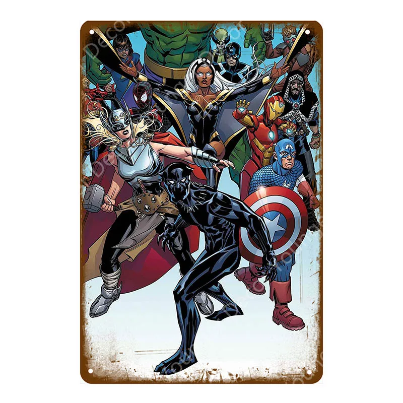 Marvel Movie Black Panther Comics Poster Metal Tin Signs Vintage Art Wall Painting For Pub Bar Home Decor Superhero Prints - Цвет: YD6079G