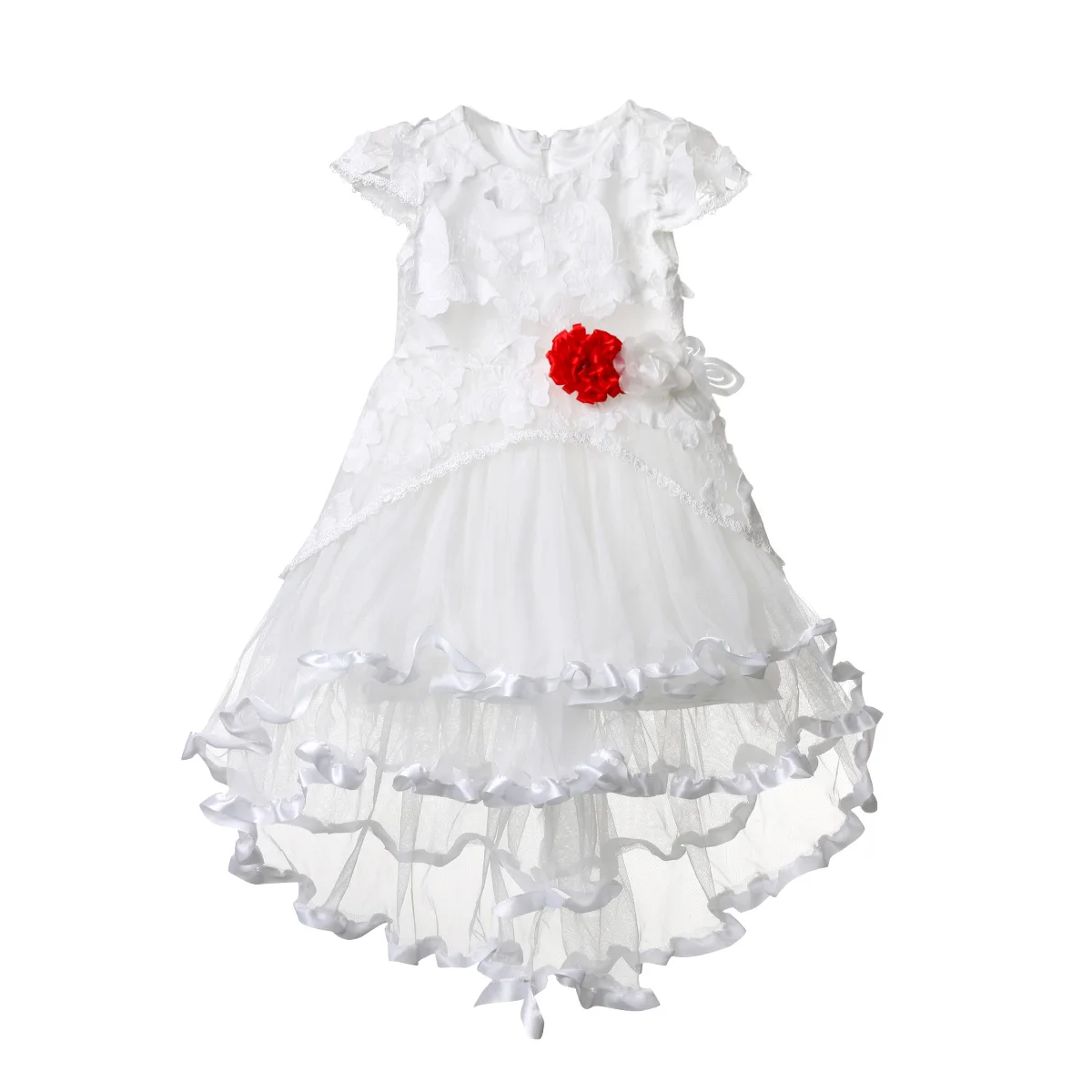 Платья принцессы для девочек Дети для маленьких девочек цветочные кружева Многоярусные оборки платье с фатиновой юбкой подружек невесты