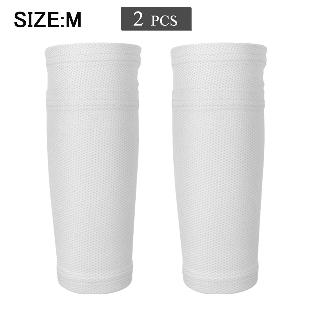 White M 2 шт Щитки на голени для футбола, защита для поддержки ног, рукав, защита для футбола, носки для голени, дышащие защитные рукава с карманом - Цвет: White M
