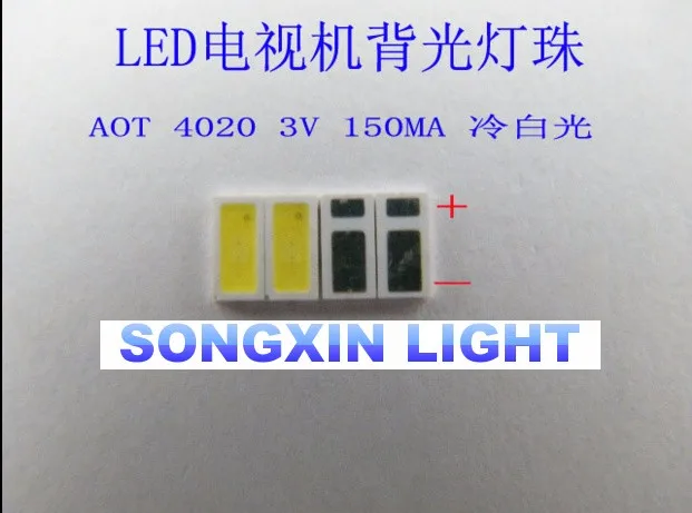 

100pcs AOT LED Backlight 0.5W 3V 4020 48LM Cool white LCD Backlight for TV TV Application 4020C-W3C4