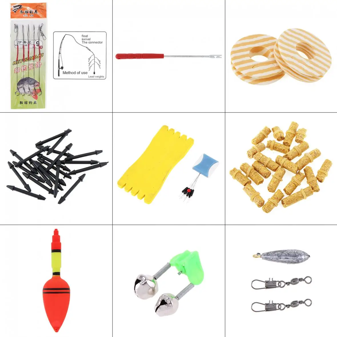 1.8m Fishing Rod Reel Line Combo Full Kits Spinning Reel Pole Set with Carp Fishing Lures Fishing Float Hook Swivel Etc Tool