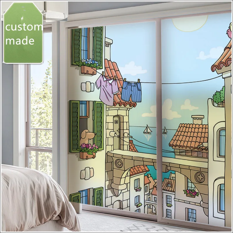 Индивидуальные не-клейкие электростатические стеклянные пленки для ванной матовые наклейки для балкона солнцезащитные наклейки на окна береговой город
