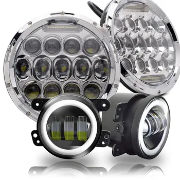 

TNOOG 7" Round LED Headlights + 4" LED Fog Lights Lamp for 1997-2018 Jeep JK TJ LJ CJ Rubicon Hummer H1 H2 H6015 H6016