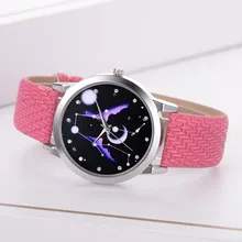 Reloj de cuarzo con patrón de Luna Vintage, Reloj deportivo de cuero de moda para mujer, relojes de pulsera económicos informales para mujer, Reloj & Ff