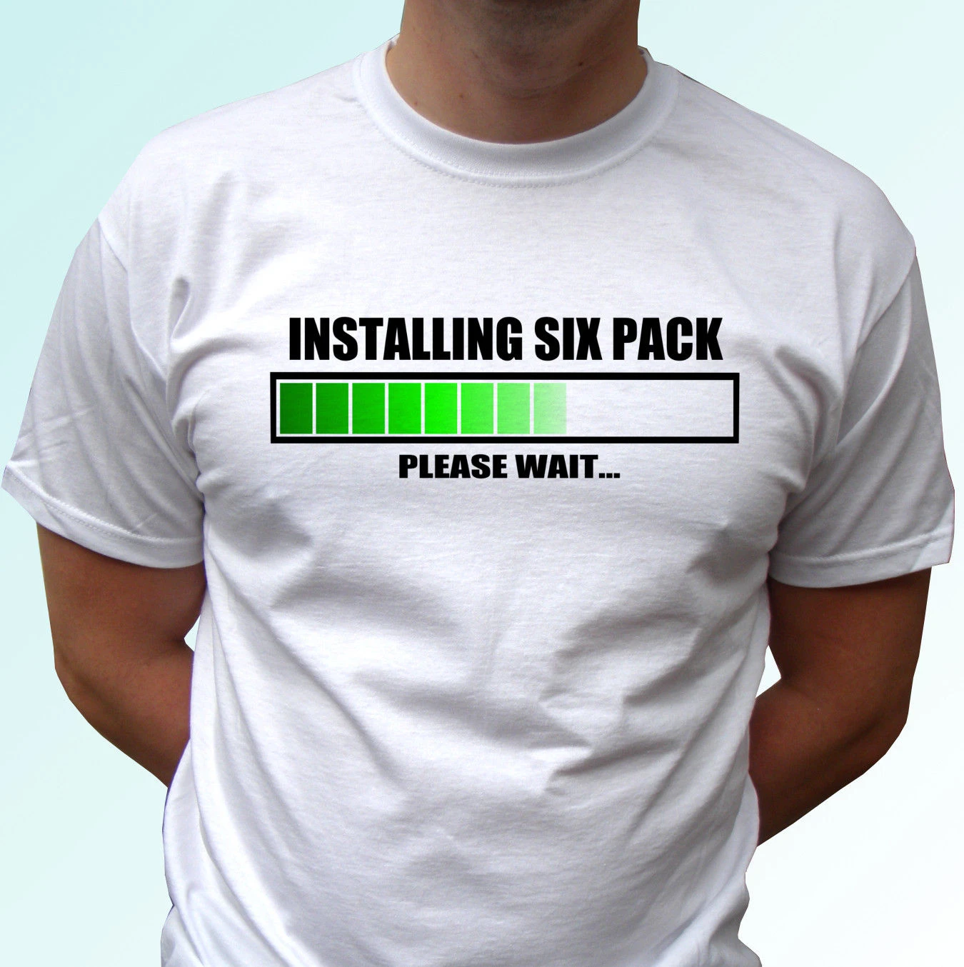 インストールシックスパック面白い白tシャツ存在ギフトジョークユーモアtシャツクリスマストップ T Shirts Aliexpress