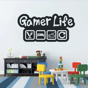 

Gamer Life Wall Sticker Video Game Controller Wall Decal Eat Sleep Game Wall Art Mural Kids Room Decor Vinyl Wall Poster AY1210